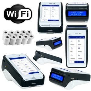 Kasoterminal POSPAY2 z rolkami termicznymi i logiem Wi-Fi